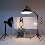 4m 2-in-1 Adjustable Boom Light Stand Tripod Heavy Duty 5kg Load Capacity with Sand Bag for Softbox Studio Strobe