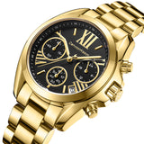 Top Brand Women Watch Stainless Steel Waterproof 30m Roman Six Hand Dial Calendar Casual Quartz Wristwatch Relogios Feminino