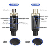 Microphone Converter Wireless Mic Transmitter+Micro Phone Receiver System XLR Adapter UHutomatic for Condenser Dynamic Audio