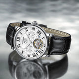 GUANQIN Multifunctional Mechanical Luxury Men's watches Leather Strap Steel Shell Waterproof Man watch Sapphire Tourbillon watch