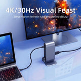 12-in-1 Docking Station PD 100W Type C to HDMI Adapter 4K 30Hz VGA RJ45 3.0 HUB USB Splitter for Laptop