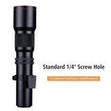 500mm F/8.0-32 Super Telephoto Lens Manual Zoom + T-Mount to NEX E-Mount Adapter Ring Kit Replacement for Sony A9 A7 A7R A7S