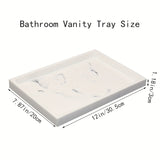1pc Marble Pattern Bathroom Vanity Tray, Vanity Jewelry Perfume Storage Tray, Sink Countertop Organizer For Soap Towel, Bathroom Organizers And Storage, Bathroom Accessories