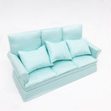 1:12 Mini Dollhouse Furniture Sofa with 3Pcs Pillow Set Simulation Miniature Living Room DIY Doll House