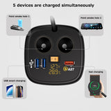 Cup Charger Cigarette Lighter Socket 3 USB Port charger For Mobile Phone QC3.0 Fast Car Charger with Temperature Voltage Display