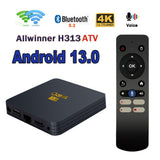 X3 ATV Smart TV Android 13 4K 2GB 8GB Allwinner H313 Quad Core 2.4G 5G WIFI BT 5.2 Voice remote Q96 HD Player Top Box