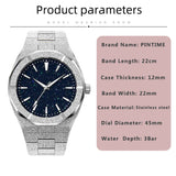 Matte Star Dust Dial Rose Gold Full Stainless Steel Strap High Quality Luxury Frosted Japanese Miyota Quartz Watch Clock for Men