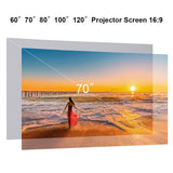 120in/100in Portable Projector HD 16:9 Frameless Video Projection Screen Foldable Wall Mounted for Home Theater Office