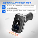 W10T-LS 2D 1D QR Barcode with Screen Display Charging Base BT & 2.4GHz Wireless Scanner for Supermarket Retail Library