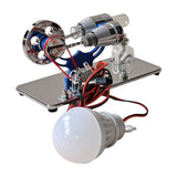 Hot Air Stirg Engine Electricity Generator Motor Model LED Bulb Flywheel Design Science Experiment CNC Aluminum Alloy Base