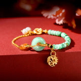 S925 Sterling Silver Bracelet Women 18K Gold Chain Jade Jewelry