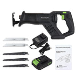 3000SPM Electric 20V Cordless Reciprocating Variable Speed with 2.0Ah Battery 5 Pcs 6-inch Saw Blade for Cutting Wood