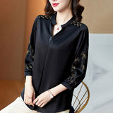 Women's Thin Short Sleeve Western Style Chiffon Shirt