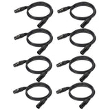6.5Ft/2M Cable - 8PCS 3 Pin Cables DMX Wires - DMX512 XLR Male to Female Stage Light Signal Cable