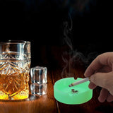 Eco-Friendly Silicone Soft Round Ash Tray PLuminous Portable Fluorescent Ashtray Anti-Scalding Cigarette Holder