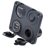 Dual USB Charger 2.1A Voltmeter 12V Cigarette lighter Power Outlet + ON-OFF Toggle Switch for Car Boat Marine Truck Camper
