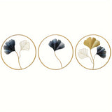 3pcs European Style Iron Art Ginkgo Wall Hanging, Wall Modern Fashion Hanging Ornaments, Iron Metal Wall Hanging, Home Living Room Bedroom Nursery Room Wall Decoration, Painting Wall Stickers