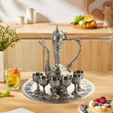 European Turkish Coffee Pot Set - Metal Cup Beverage Drinkware for Living Room