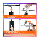 Cordless Kit with Compressor,32 PSI Handheld Air Brush Set, Dual Action Airbrush for Nail Art,Painting,Decor