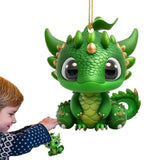 Christmas Tree 2D Cute Green Dinosaur Ornaments Acrylic Winter Festival Animal Car Pendant For Balcony