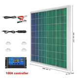 300W Solar Panel with 10A-100A Controller Set 18V ETFE Solars Plate for Home Outdoor RV Car Charging Emergency Energy Storage