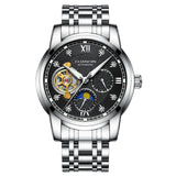 GUANQIN Brand Mechanical Moon Phase watch for men Tourbillon With drill Dial Men watches Stainless steel Waterproof Luxury Watch