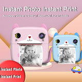 2.4 Inch IPS Display Digital Children Camera Instant Print Photo HD 1080P with Thermal Paper Cartoon Toys for Girls Boys Aged 3+