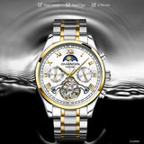 GUANQIN Tourbillon Mechanical Luxury Men's watches Stainless steel Waterproof Moon Phase Watch Sapphire Luminous watch for men