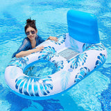 Iatable ats at Lounger with Cup Holder Water ating Recer Sea Swimming Ring Pool Party Toy Lounge Bed
