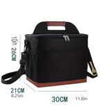 1pc, Cooler Bag, 35L/9.25Gal Heavy Duty Black Picnic Bag, Waterproof Leakproof Insulation Outdoor Tote Bag, For Beach, Picnic