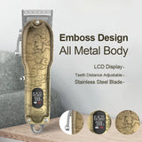 RESUXI JM-106 New All Metal Cordless Clipper 2500mA 4 Hours Salon Use Cutting Trimmer Professional Gold Barber Men Hair