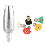 1/4" Car Pressure Accessory Turbo Nozzles 5 Spray Tips 3625 PSI Stainless Steel Power Washer Nozzle
