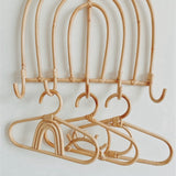 9Pcs Rattan Kids Hanger Kids Garments Organizer Rack Hat Hanging Hook Wall Hooks Kids Room Decor Hanger