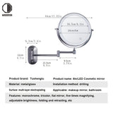 1pc Double-Sided Wall Mounted Makeup Mirror with LED Light and Magnifying Lens - Perfect for Bathroom and Vanity Use Christmas Decor Thanksgiving Gift 2023
