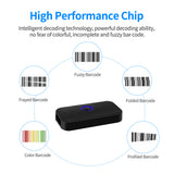 3-in-1 Barcode Reader - 1D/2D/QR Bar Code Scanner with BT, 2.4G Wireless & USB Wired Support for Supermarket, Retail, and Logistics.