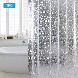 1PC with Hooks PVC Waterproof Mildew Resistant Antibacterial 3D White Semi Transparent Pebble Shower Curtain