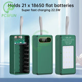 D21 18650 Power Bank Case QC3.0 PD Quick 21*18650 Battery Storage Box 15W Wireless Charge Shell Flashlight