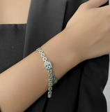 S925 Sterling Silver Bracelet Women's Light Luxury Design Watch Band Belt Buckle