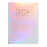 A7 Notebook 2024 English Planner Faux Leather Hardcover Mini Journal with Ink-proof Paper