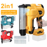 Cordless Electric Nail Gun for Straight/N-shape Nails. With Pure Copper Motor. Woodworking Universal DIY Tool. For Battery.