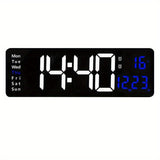 1pc Large-Digital-Wall-Clock - 39.67 Cm Digital Wall Clocks Large Display With Remote Control, 12/24Hr Format, Automatic Brightness Alarm Clock With Temperature, Date, Week For Living Room Office Decor