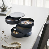 Jewelry Rotating Multi-Layer Flannel Dust-Proof Earrings Necklace Ring Storage Box