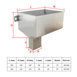 for stainless steel square funnel 1PC Side inlet Hopper siphon rainwater discharge downspout hopper