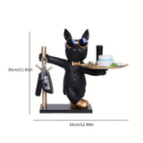 1pc French Bulldog Sculpture Dog Statue ,Decorative Figurine Storage, Metal Tray Coin Money Box/saving Pot Entrance Key Snack Holder,Home Living Room Bar Cafe Decor Ornament, Room Decor Tabletop Display Ornament