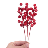 20 Pack 8inch Artificial Christmas Red Berries Stems for Ornaments,DIY Xmas Wreath,Holiday and Home Decor