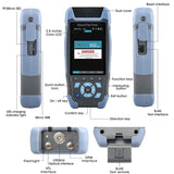 Pro mini OTDR Optic Reflectometer with 9 Functions VFL OLS OPM Event Map 22/24dB for 64km Fiber Cable Ethernet Tester