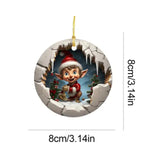 Tree Acrylic 3D Visual Effect Round Christmas Winter Fesitval Theme Decorative Ornaments For Car