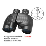 1500m for Adults 8x40 with Rangefinder and Compass IP65 Waterproof Marine UHD Binoculars Field of View 8°,