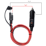 to Cigarette Lighter 14AWG 100cm Plug Extension Cable with SAE Polarity Reverse Adapter 15A Fuse