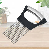 Stainless Steel Pin Slicer with Anti-Slip Handle - Slice Holder & Food Slicers Assistant for Onion, Potato, Lemon